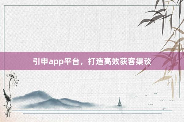 引申app平台，打造高效获客渠谈